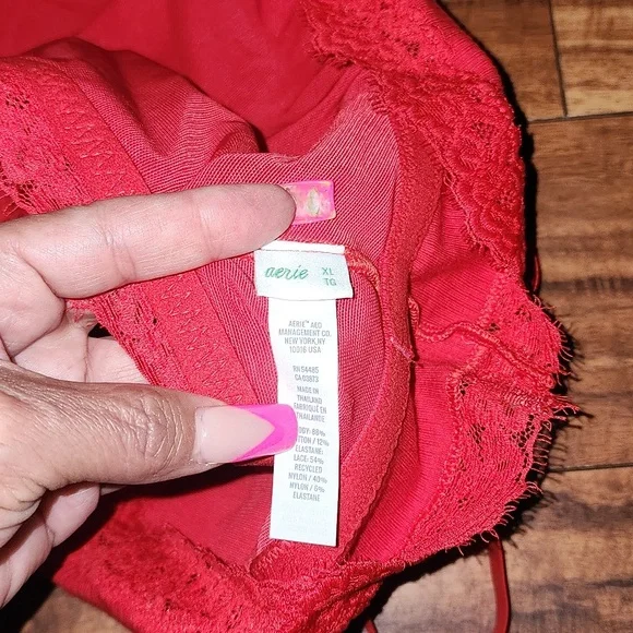 Aerie Vibrant Red Lace Trim Bralette - Picture 4 of 4
